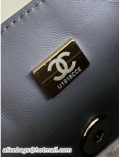 Top Quality Chanel Mini Classic Flap Bag with Top Handle in Patent Calfskin AS2431 Gray 2024