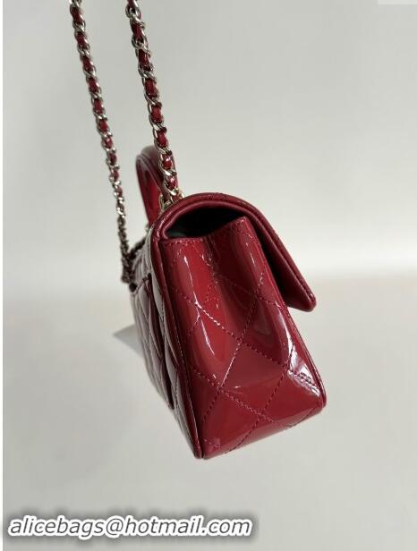 Well Crafted Chanel Mini Classic Flap Bag with Top Handle in Patent Calfskin AS2431 Burgundy 2024