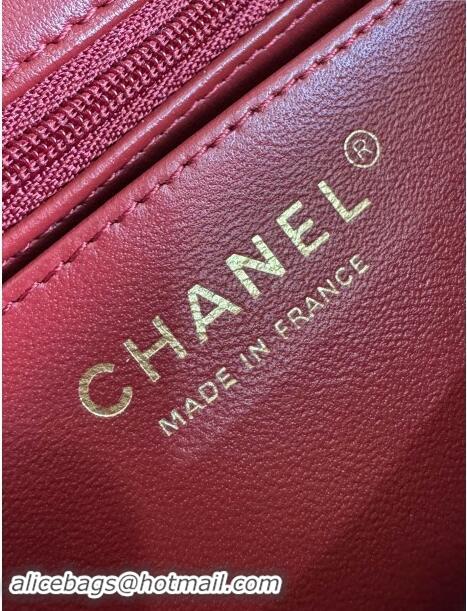 Well Crafted Chanel Mini Classic Flap Bag with Top Handle in Patent Calfskin AS2431 Burgundy 2024