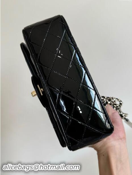 Pretty Style Chanel Mini Classic Flap Bag with Top Handle in Patent Calfskin AS2431 Black 2024