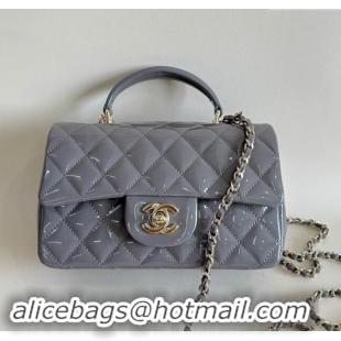 Luxury Cheap Chanel Clutch with Chain in Patent Calfskin Bag AP2199 Gray 2024