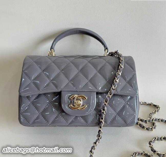 Luxury Cheap Chanel Clutch with Chain in Patent Calfskin Bag AP2199 Gray 2024