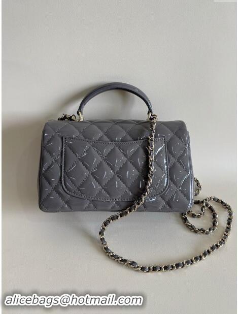 Luxury Cheap Chanel Clutch with Chain in Patent Calfskin Bag AP2199 Gray 2024