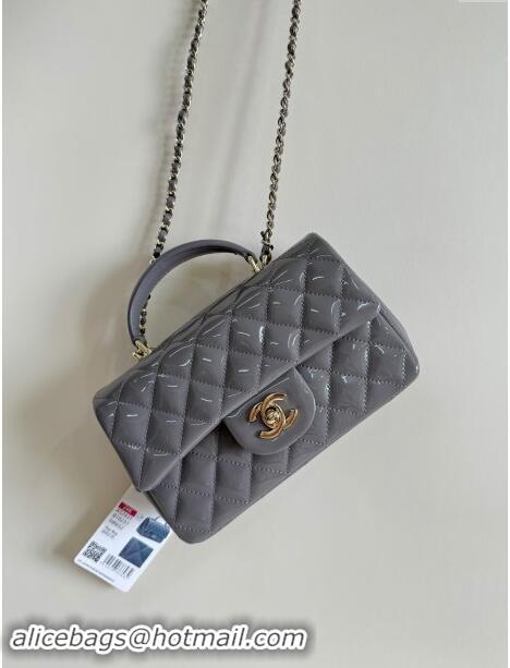 Luxury Cheap Chanel Clutch with Chain in Patent Calfskin Bag AP2199 Gray 2024