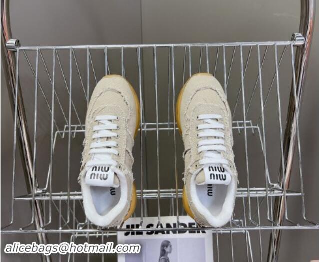 Good Quality Miu Miu Canvas Sneakers with Fringe Grey 611066