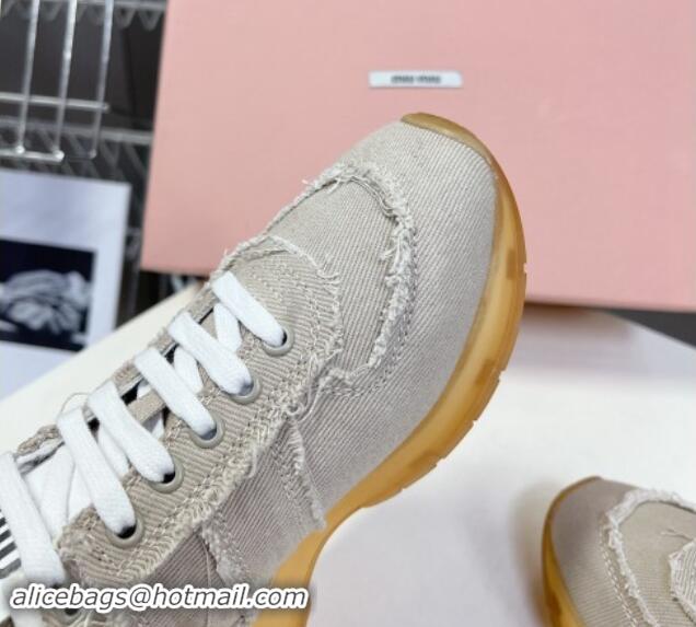 Good Quality Miu Miu Canvas Sneakers with Fringe Grey 611066