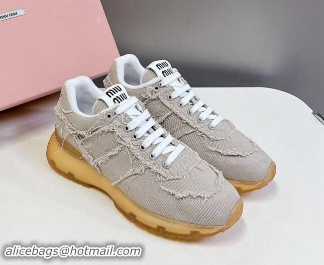 Good Quality Miu Miu Canvas Sneakers with Fringe Grey 611066