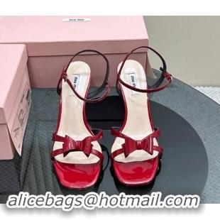 Best Price Miu Miu Bow Heel Sandals in Patent Leather Red 703123