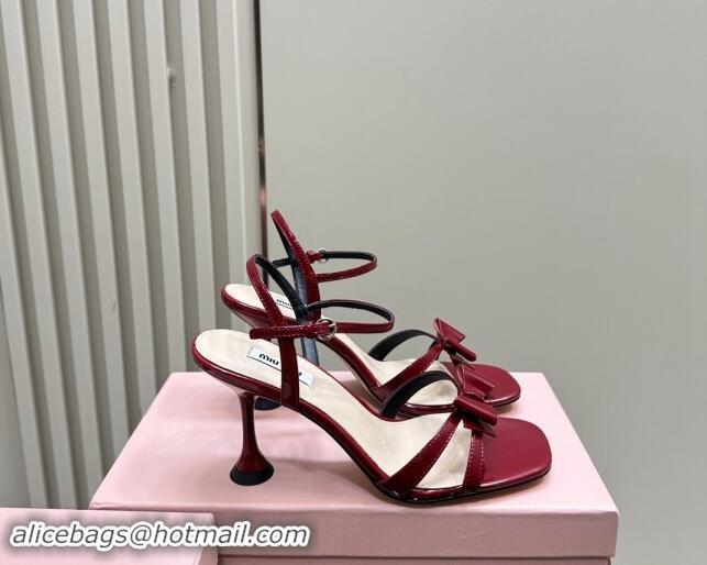 Best Price Miu Miu Bow Heel Sandals in Patent Leather Red 703123