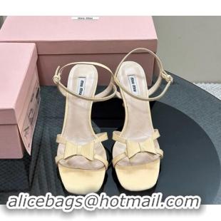 Purchase Miu Miu Bow Heel Sandals in Patent Leather Light Yellow 703124