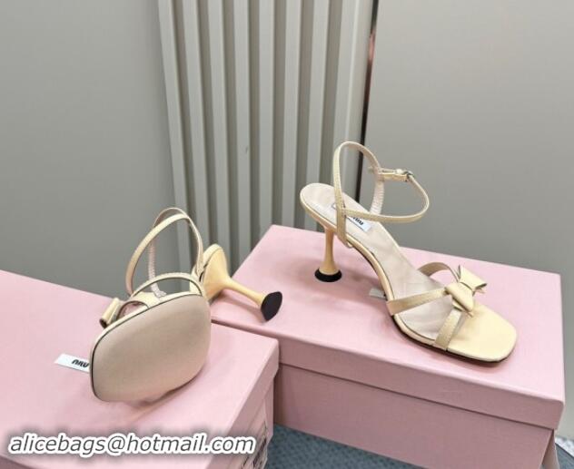 Purchase Miu Miu Bow Heel Sandals in Patent Leather Light Yellow 703124