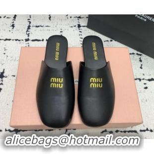 Buy Luxury Miu Miu Lambskin Flat Mules Black 703129