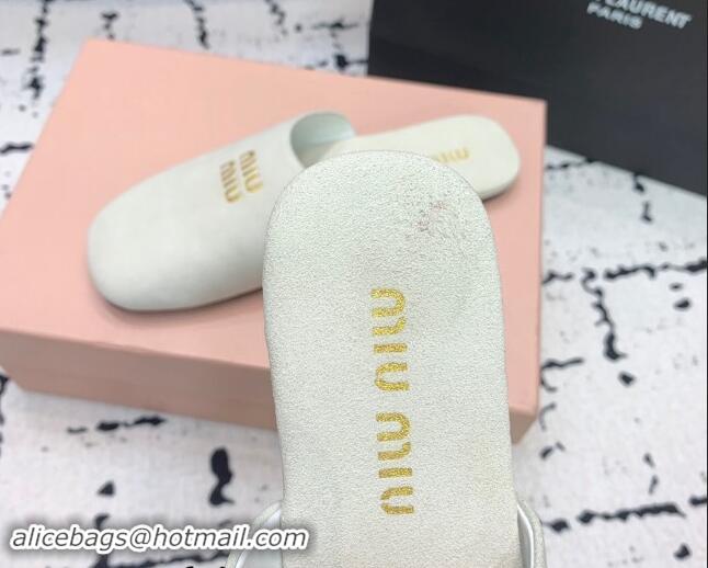 Unique Style Miu Miu Suede Flat Mules White 703132