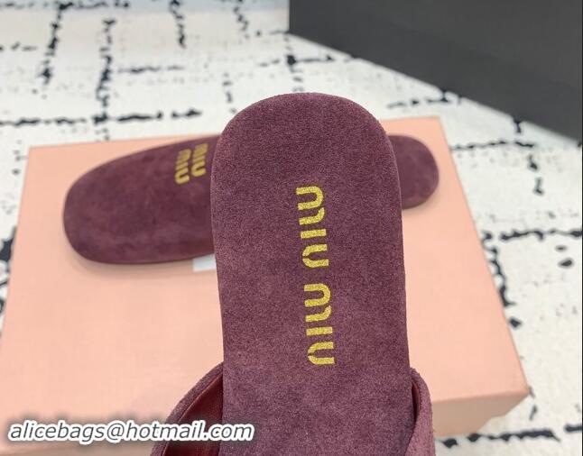 Cheap Price Miu Miu Suede Flat Mules Dark Purple 703135