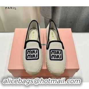 Good Product Miu Miu Canvas Espadrilles Flat Light Beige/Blue 703136