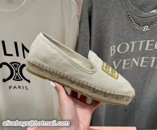 Most Popular Miu Miu Canvas Espadrilles Flat Light Beige/Gold 703137