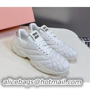 Charming Miu Miu Quilted Leather Sneakers White 703141