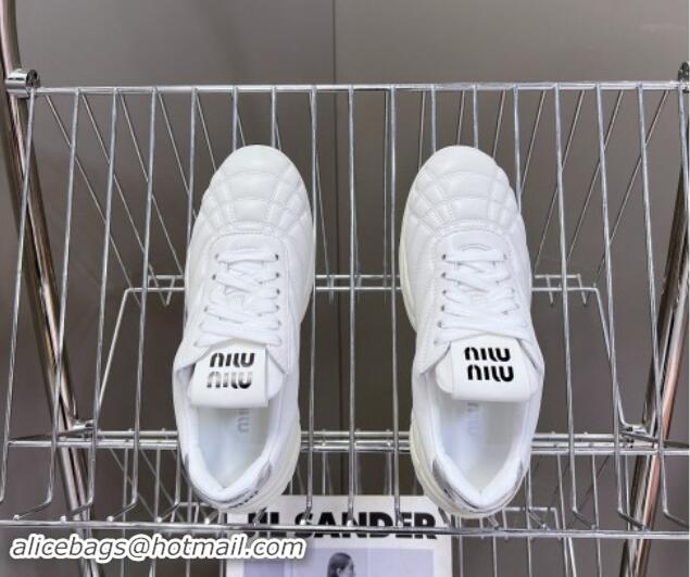 Charming Miu Miu Quilted Leather Sneakers White 703141