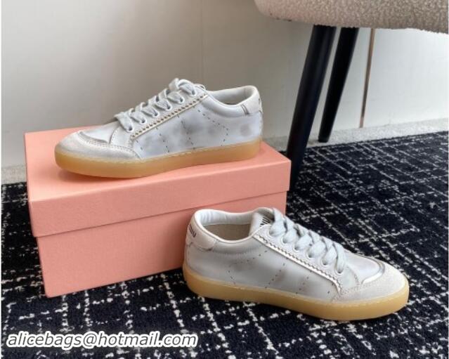 Popular Style Miu Miu Suede and Leather Sneakers White 719097