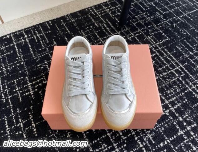 Popular Style Miu Miu Suede and Leather Sneakers White 719097