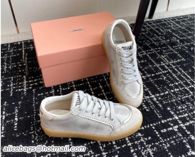 Popular Style Miu Miu Suede and Leather Sneakers White 719097