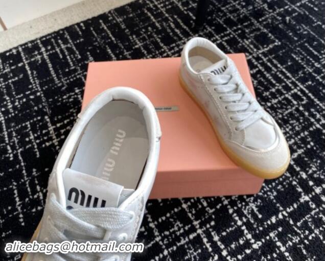 Popular Style Miu Miu Suede and Leather Sneakers White 719097