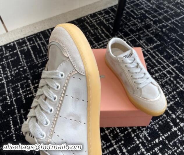 Popular Style Miu Miu Suede and Leather Sneakers White 719097