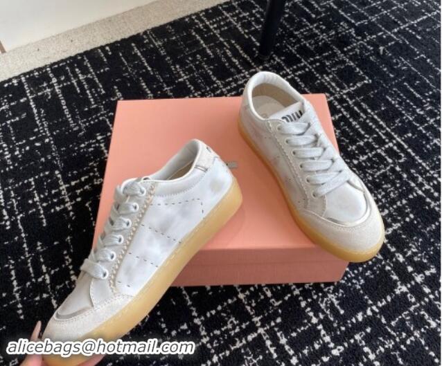 Popular Style Miu Miu Suede and Leather Sneakers White 719097