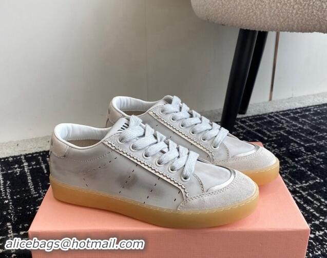 Popular Style Miu Miu Suede and Leather Sneakers White 719097