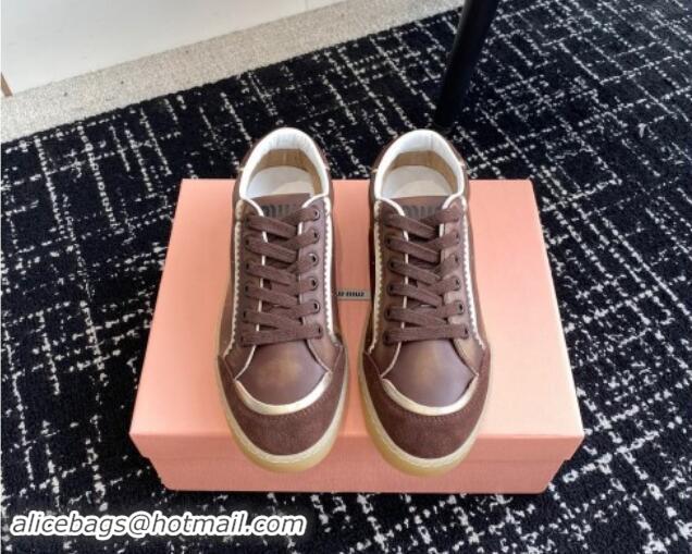 Duplicate Miu Miu Suede and Leather Sneakers Brown 719099