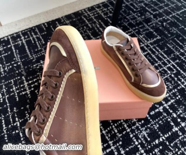 Duplicate Miu Miu Suede and Leather Sneakers Brown 719099