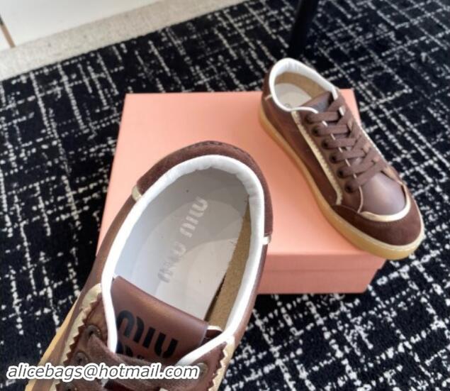 Duplicate Miu Miu Suede and Leather Sneakers Brown 719099