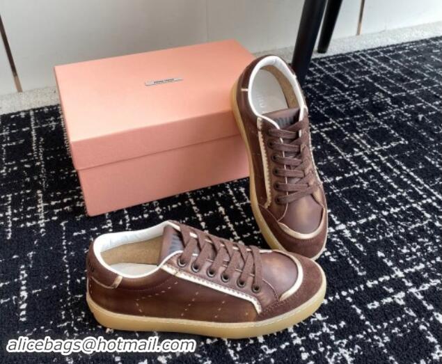 Duplicate Miu Miu Suede and Leather Sneakers Brown 719099