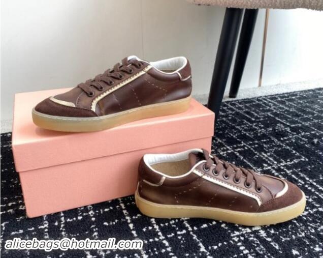 Duplicate Miu Miu Suede and Leather Sneakers Brown 719099