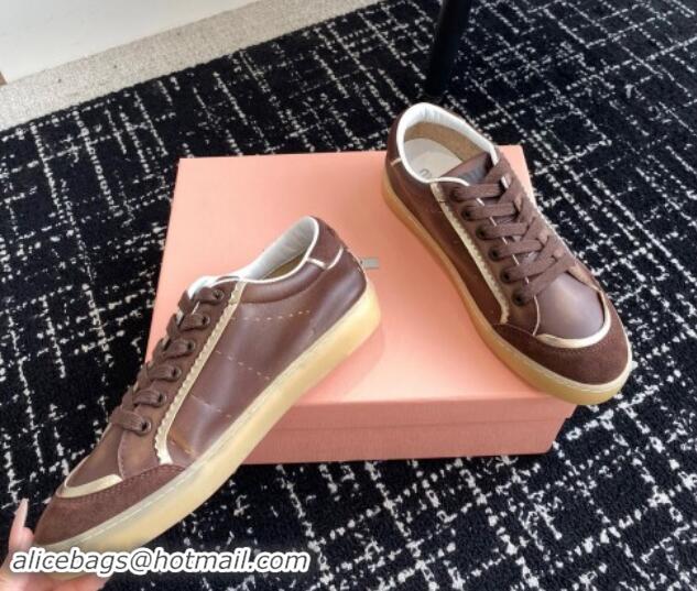 Duplicate Miu Miu Suede and Leather Sneakers Brown 719099