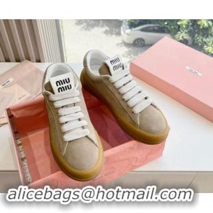 Perfect Miu Miu Suede Sneakers Beige 719100