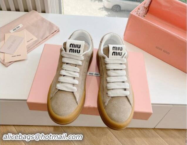 Perfect Miu Miu Suede Sneakers Beige 719100