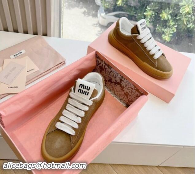 Cheap Price Miu Miu Suede Sneakers Light Brown 719102