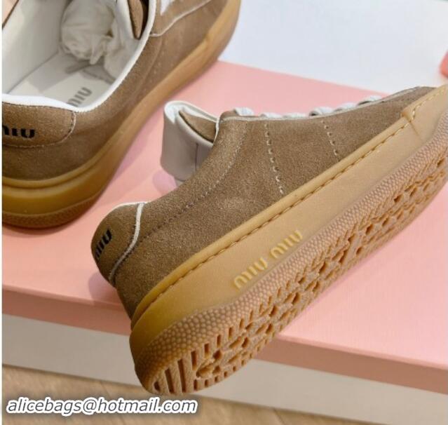 Cheap Price Miu Miu Suede Sneakers Light Brown 719102