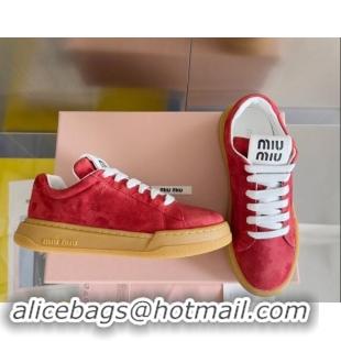 Top Grade Miu Miu Suede Sneakers Red 719104