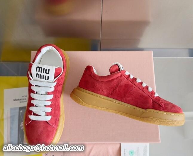 Top Grade Miu Miu Suede Sneakers Red 719104