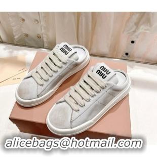 Perfect Miu Miu Bleached Leather Sneaker Mules White 813062