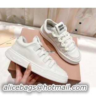 Generous Miu Miu Leather Sneakers White 813063