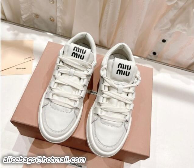 Generous Miu Miu Leather Sneakers White 813063