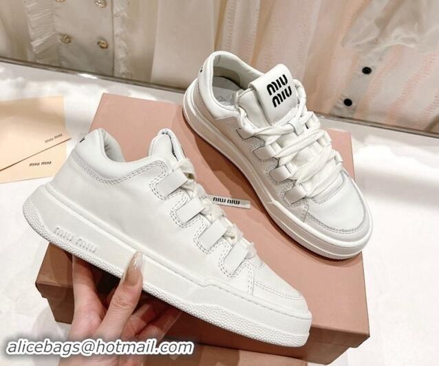 Generous Miu Miu Leather Sneakers White 813063