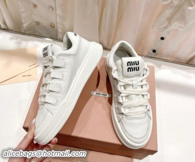 Generous Miu Miu Leather Sneakers White 813063