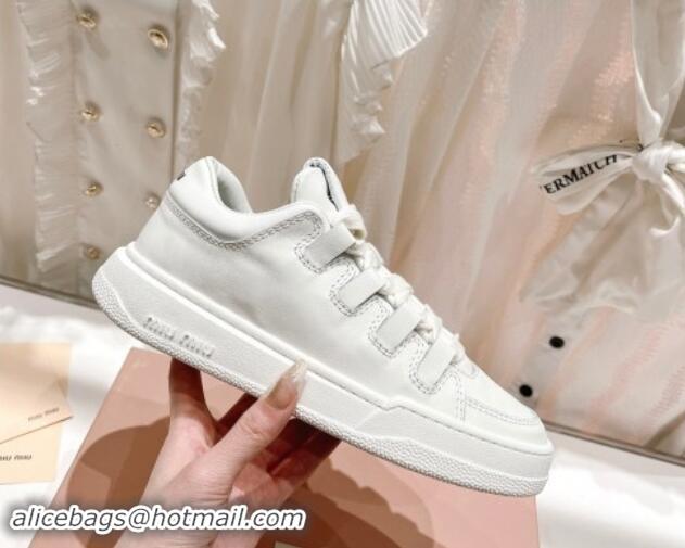 Generous Miu Miu Leather Sneakers White 813063