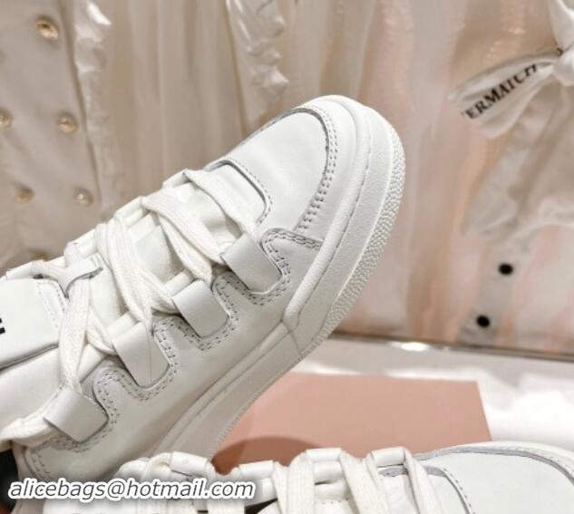 Generous Miu Miu Leather Sneakers White 813063