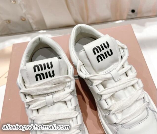 Generous Miu Miu Leather Sneakers White 813063