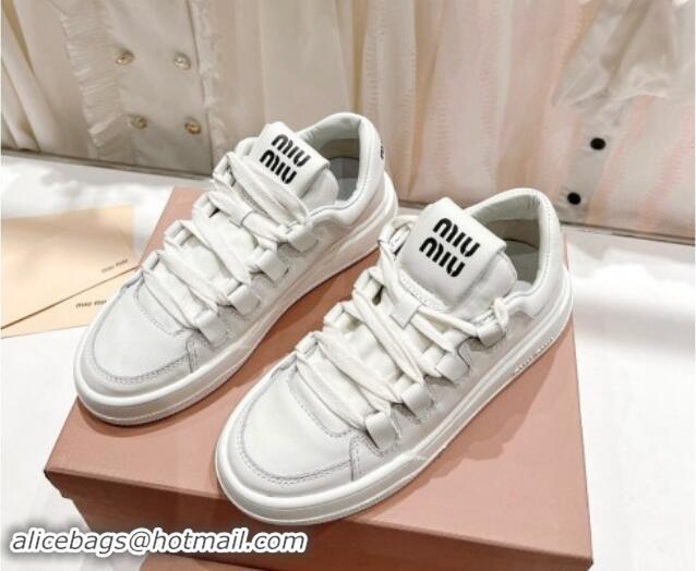 Generous Miu Miu Leather Sneakers White 813063